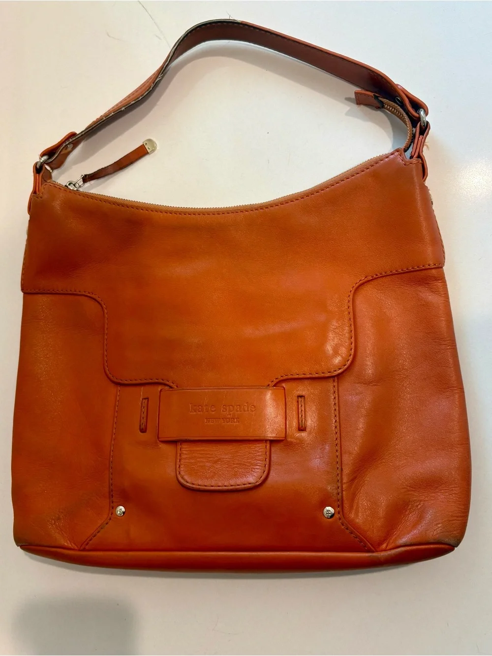 Kate Spade Savona Paige Orange Leather Hobo Shoulder Bag